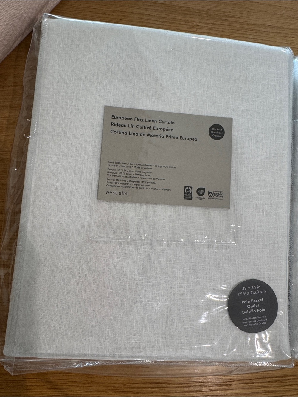 West Elm European/linen curtains, Two panels  Blackout White 48 x 84